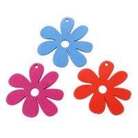 Wood Pendants, Flower, mixed colors, 35x33x2mm, Hole:Approx 1mm, 1000PCs/Bag, Sold By Bag