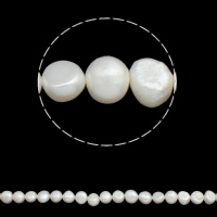 Barock kultivierten Süßwassersee Perlen, Natürliche kultivierte Süßwasserperlen, natürlich, weiß, 10-11mm, Bohrung:ca. 0.8mm, verkauft per ca. 14.5 ZollInch Strang