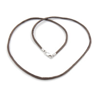 Fashion Halsband Cord, Spun Silk, sterlingsilver Karbinlås, brun, 1.50mm, Längd 16.5 inch, 10Strands/Lot, Säljs av Lot