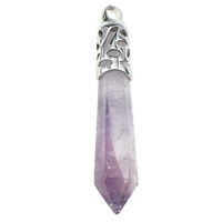Amethyst Pendant with Brass pendulum platinum color plated February Birthstone & natural nickel lead & cadmium free Approx 4mm Sold By Bag