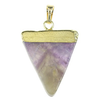 Amethyst Pendant with Brass Triangle gold color plated February Birthstone & natural nickel lead & cadmium free 4-6mm Approx Sold By Bag