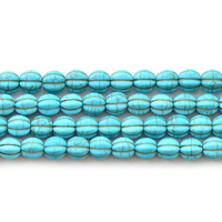 Turquoise Beads Pumpkin corrugated blue 10mm Approx 1mm Length Approx 15 Inch  Sold By Lot