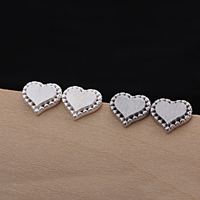 925 Sterling Silver Stud Earring, Heart, plated, more colors for choice, 9x10mm, 8Pairs/Lot, Sold By Lot