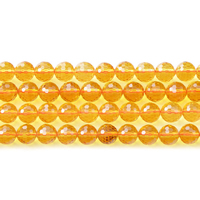 Natural Citrine Beads Round November Birthstone & faceted Length Approx 15 Inch Sold By Lot