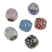 Zinc Alloy European Beads Drum platinum color plated without troll & enamel mixed colors nickel lead & cadmium free Approx 5mm Sold By Lot