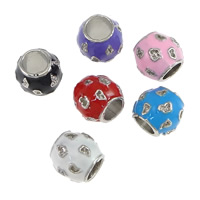 Tibetan Style European Beads, Drum, platinum color plated, without troll & enamel, mixed colors, nickel, lead & cadmium free, 10x9mm, Hole:Approx 5mm, 100PCs/Lot, Sold By Lot