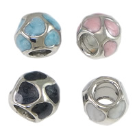 Zinc Alloy European Beads Drum platinum color plated without troll & enamel & colorful powder mixed colors nickel lead & cadmium free Approx 5mm Sold By Lot