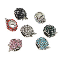 Zinc Alloy European Beads Drum silver color plated without troll & with rhinestone & blacken mixed colors nickel lead & cadmium free Approx 4.5mm Sold By Lot