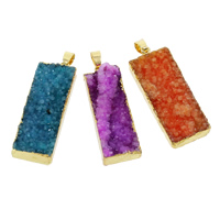 Natural Agate Druzy Pendant, Ice Quartz Agate, with Brass, gold color plated, druzy style & mixed, 13x40x9mm-15x42x14mm, Hole:Approx 5x7mm, 10PCs/Bag, Sold By Bag