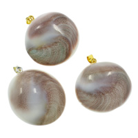 Natural Trumpet Shell Pendants, with brass bail, plated, mixed, 35x38x12mm-41x37x13mm, Hole:Approx 5x7mm, 10PCs/Bag, Sold By Bag