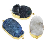 Druzy Connector, Ice Quartz Agate, with Brass, gold color plated, druzy style & mixed & 1/1 loop, 27x45x9mm-33x52x13mm, Hole:Approx 2mm, 10PCs/Bag, Sold By Bag