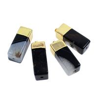 agate mixte Pendentif, avec laiton caution, Placage de couleur d'or, mélangé, 15x40mm, Trou:Environ 5x7mm, 10PC/sac, Vendu par sac