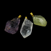 Quartz Gemstone Pendants with brass bail gold color plated mixed - Approx 5mm Sold By Bag