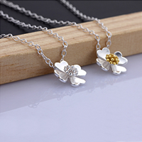 925 Sterling Silver Necklaces, with 1Inch extender chain, Four Leaf Clover, plated, oval chain, more colors for choice, 10.5x10.5mm, Length:Approx 16 Inch, 5Strands/Lot, Sold By Lot