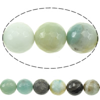 Perles amazonite, Rond, facettes, couleurs mélangées, 10mm, Trou:Environ 1mm, Longueur:Environ 15 pouce, 5Strandstoron/lot, Environ 36PC/brin, Vendu par lot