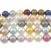South Sea Shell perler, Runde, blandede farver, 12mm, Hole:Ca. 0.8mm, Længde Ca. 16 inch, 3Strands/Bag, 33pc'er/Strand, Solgt af Bag