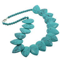 Fashion turkos halsband, Natural Turquoise, zinklegering Karbinlås, Dropp, naturlig, blå, 6mm, 20x30x6mm, Såld Per Ca 18.5 inch Strand