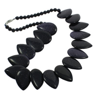 Blue Goldstone Necklace zinc alloy lobster clasp Teardrop natural 6mm Sold Per Approx 18.5 Inch Strand