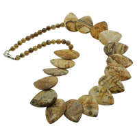 Picture Jasper Necklace zinc alloy lobster clasp Teardrop natural 6mm Sold Per Approx 18.5 Inch Strand