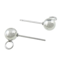 Stainless Steel Earring Stud Component 316 Stainless Steel Round with loop original color 0.7mm Sold By PC
