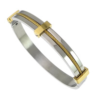 Stainless Steel Bangle, plated, two tone, 8mm, Inner Diameter:Approx 63x52mm, Length:Approx 7 Inch, Sold By PC