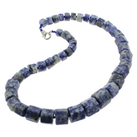 Punto azul collar, aleación de cinc cierre de langosta, Columna, natural, 9-16mm, Vendido para aproximado 18.5 Inch Sarta