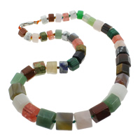 Natural Gemstone Necklace, Tibetan Style lobster clasp, Column, 9-16mm, Sold Per Approx 18.5 Inch Strand