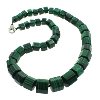 Malachite Necklace zinc alloy lobster clasp Column 9-16mm Sold Per Approx 18.5 Inch Strand