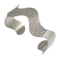Stainless Steel Cuff Bangle, hammered, original color, 14mm, Inner Diameter:Approx 62x51mm, Length:Approx 7 Inch, Sold By PC