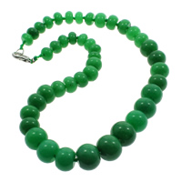 Jade Malasia collar, aleación de cinc cierre de langosta, Toroidal, natural, 10-18mm, Vendido para aproximado 18 Inch Sarta