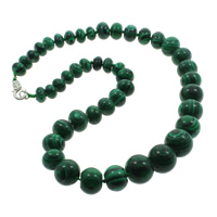 Malachite Necklace, Tibetan Style lobster clasp, Rondelle, 10-18mm, Sold Per Approx 18 Inch Strand