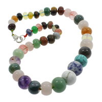 Natural Gemstone Necklace, Tibetan Style lobster clasp, Rondelle, 10-18mm, Sold Per Approx 18 Inch Strand