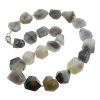 Grey Agate Necklace zinc alloy lobster clasp natural 11-22mm Sold Per Approx 18 Inch Strand
