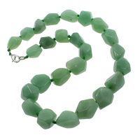 Aventurina verde collar, aleación de cinc cierre de langosta, natural, 11-22mm, Vendido para aproximado 18 Inch Sarta