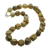 Picture Jasper Necklace zinc alloy lobster clasp natural 11-22mm Sold Per Approx 18 Inch Strand