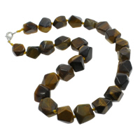 Tiger Eye Necklace zinc alloy lobster clasp natural 11-22mm Sold Per Approx 18 Inch Strand