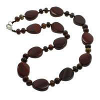 Pedra colorida colar, Liga de zinco fecho da lagosta, Lágrima, naturais, 8x5mm, 16x20x7mm, vendido para Aprox 18 inchaltura Strand