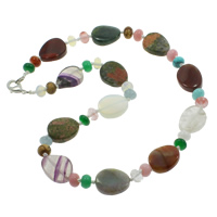 Natural Gemstone Necklace zinc alloy lobster clasp Teardrop Sold Per Approx 18 Inch Strand