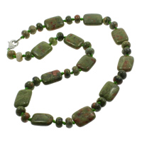 Ruby in Zoisite Necklace, Tibetan Style lobster clasp, Rectangle, 8x5mm, 13x18x6mm, Sold Per 17 Inch Strand