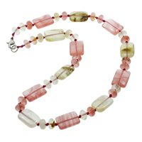 Watermelon Necklace, Tibetan Style lobster clasp, Rectangle, natural, 8x5mm, 13x18x6mm, Sold Per 17 Inch Strand