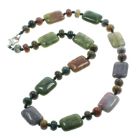 Natural Gemstone Necklace zinc alloy lobster clasp Rectangle Sold Per 17 Inch Strand
