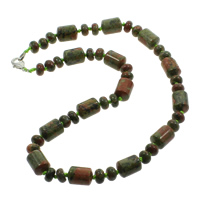 Ruby in Zoisite Necklace, Tibetan Style lobster clasp, Column, 8x5mm, 10x14mm, Sold Per 17 Inch Strand
