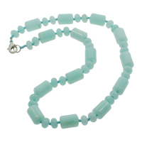 Aquamarine Necklace, Tibetan Style lobster clasp, Column, natural, March Birthstone, 8x5mm, 10x14mm, Sold Per 17 Inch Strand