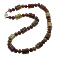 Mahogany Obsidian Necklace, Tibetan Style lobster clasp, Column, natural, 8x5mm, 10x14mm, Sold Per 17 Inch Strand