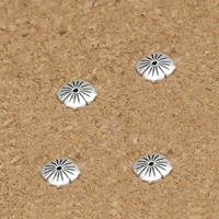 Thailand Sterling Sølv Bead Caps, Flower, 7mm, Hole:Ca. 0.8mm, 100pc'er/Lot, Solgt af Lot