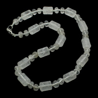 Clear Quartz Necklace, Tibetan Style lobster clasp, Column, natural, 8x5mm, 10x14mm, Sold Per 17 Inch Strand