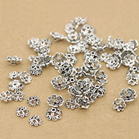 Thajsko Sterling Silver Bead Caps, Květina, různé velikosti pro výběr, Otvor:Cca 1-2mm, Prodáno By Lot