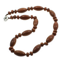 Goldstone Necklace, Tibetan Style lobster clasp, Oval, natural, 8x5mm, 10x20mm, Sold Per 16.5 Inch Strand