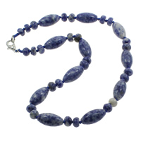 Blue Spot Halsband, zinklegering Karbinlås, Oval, naturlig, 8x5mm, 10x20mm, Såld Per 16.5 inch Strand