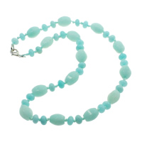 Aquamarine Necklace, Tibetan Style lobster clasp, Drum, natural, March Birthstone, 8x5mm, 10x14mm, Sold Per 17 Inch Strand